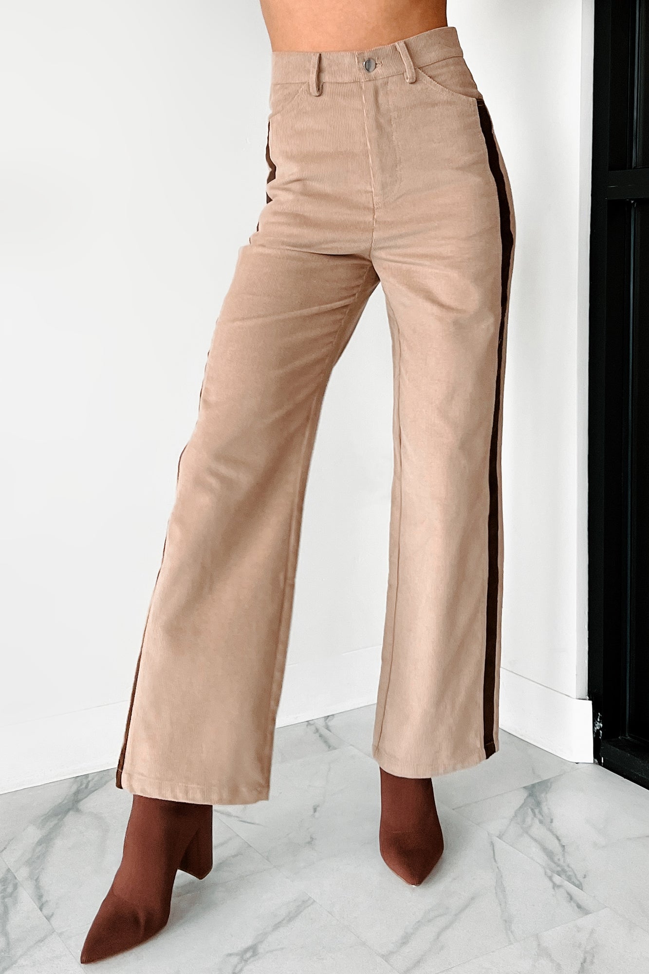 Pablo Side Stripe Corduroy Pants (Taupe)