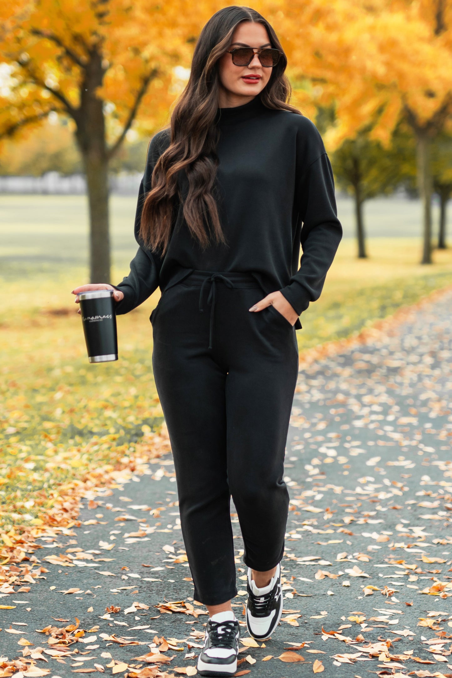 Skyler Buttery Soft Wasabi Mint Mock Neck Top (Black)
