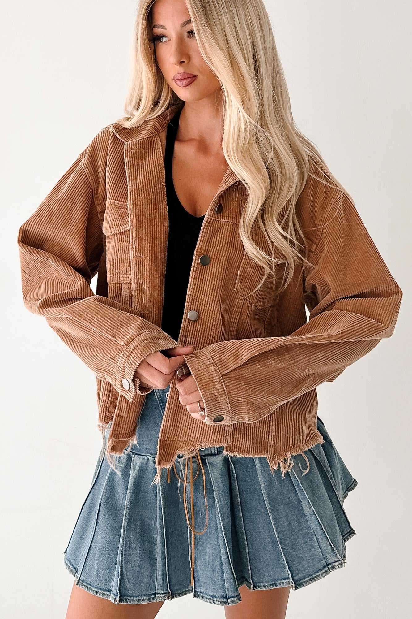 Promise Me Forever POL Corduroy Shacket (Camel)